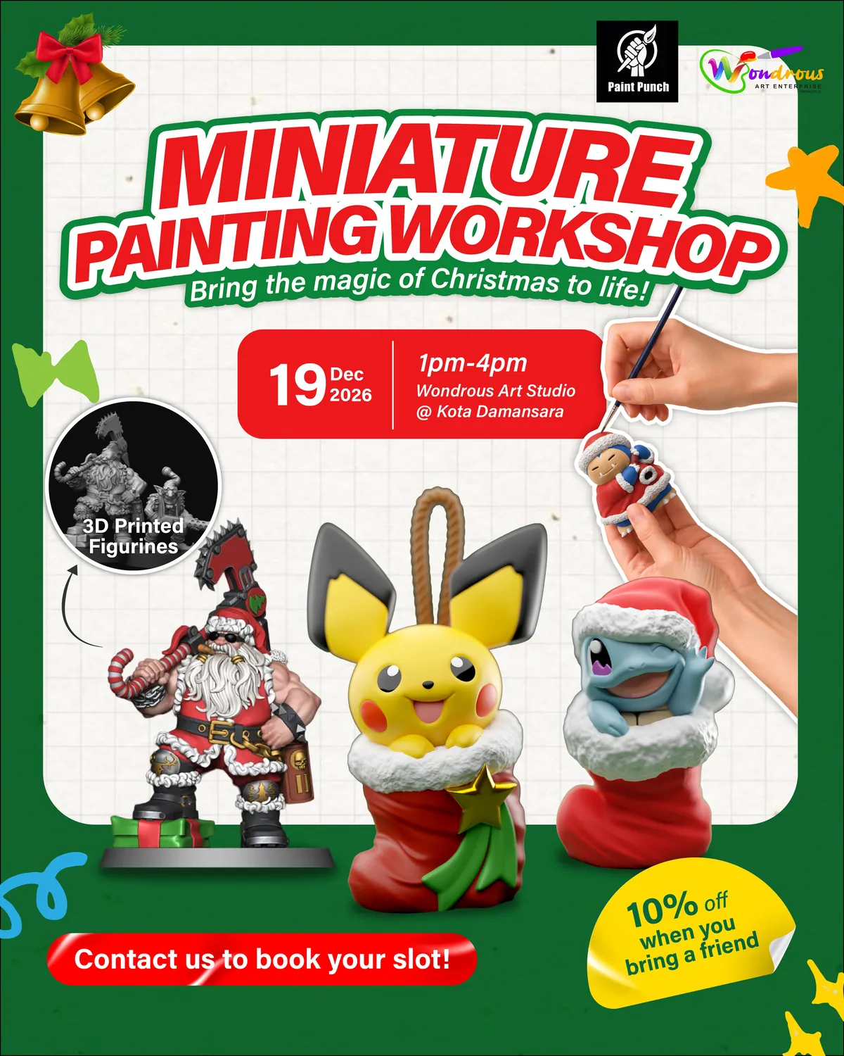 A Cute Christmas Miniature Painting Workshop poster — Saturday, 19 December 2026, 1pm – 4pm